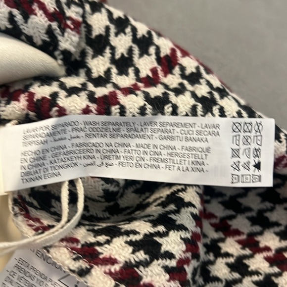 Zara Basic cream red black Houndstooth Faux Suede Camisole Tank Top L preppy - Picture 14 of 14